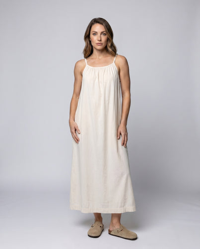 Damen Spaghettiträger Maxikleid mit lockerem Schnitt und feinen Rüschendetails EB