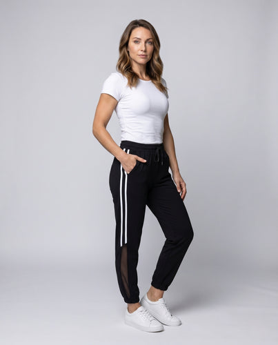 Damen Sportliche Freizeithose mit Netzpaneelen EB