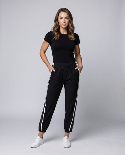 Damen Sportliche Palazzo-Hose mit Netzdetails EB