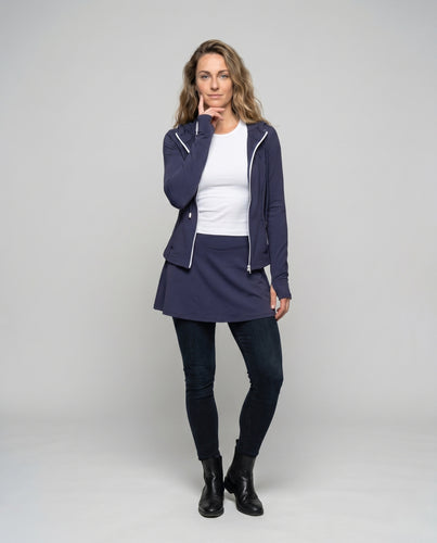 Damen sportliches Freizeitkleid mit Reißverschluss und Kapuze EB
