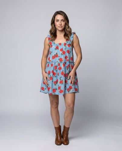 Damen verspieltes Blumenkleid mit Rüschendetails EB