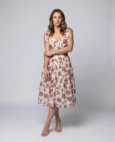 Damen verspieltes Blumenkleid mit tragbaren Schleifen EB