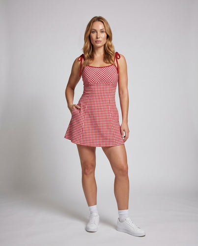 Damen Verspieltes Vichy-Kleid mit spitzen Trägern EB