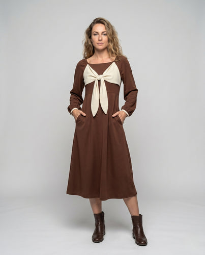 Damen modisches Midikleid mit auffälligem Schleifen-Design EB