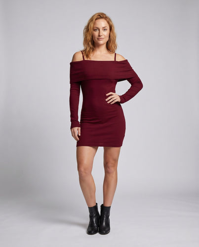 Damen Off-Shoulder Minikleid mit langen Ärmeln EB