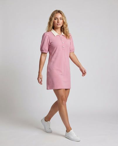 Damen Polo-Kleid mit kurzen Ärmeln und modischem Kragen EB