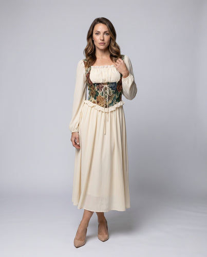 Damen Romantisches Kleid mit floralen Akzenten und ausgestellten Ärmeln EB