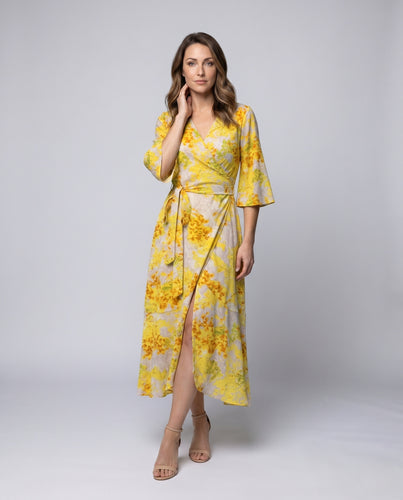 Damen romantisches Maxikleid mit floralen Mustern und schwingendem Saum EB