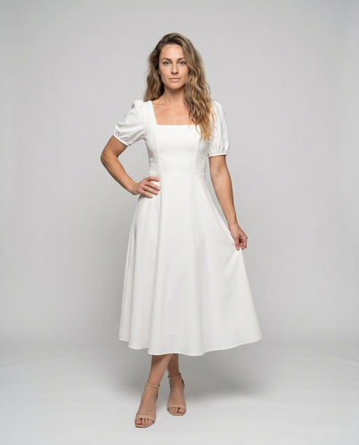 Damen Romantisches Midikleid mit Puffärmeln EB