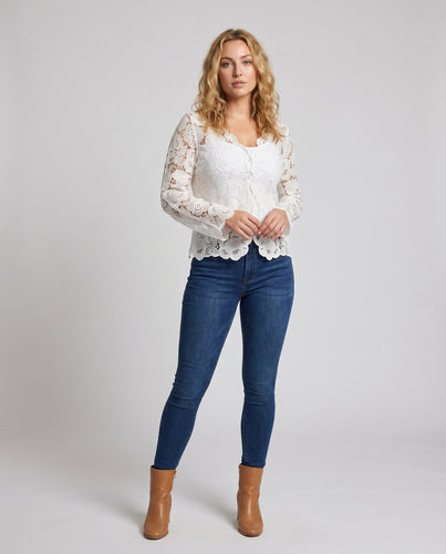 Damen blütenbestickte Spitzenjacke EB