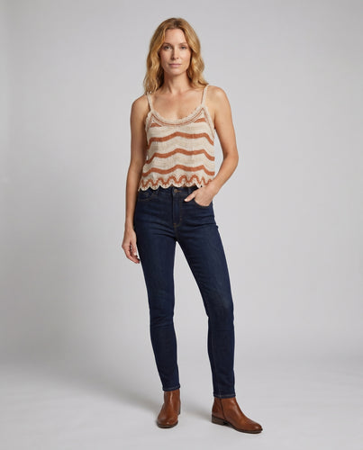 Damen Crop-Top mit herzförmigen Häkelapplikationen EB