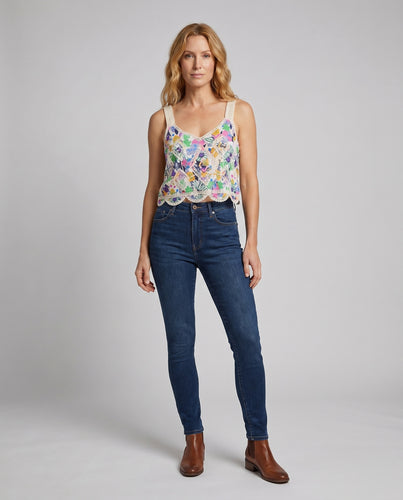 Damen Cropped Top im floralen Design EB