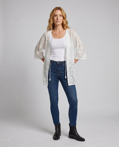 Damen elegante gehäkelte Fransenjacke EB