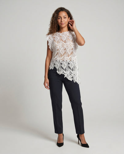 Damen elegante, handbestickte Bluse mit floralem Design EB