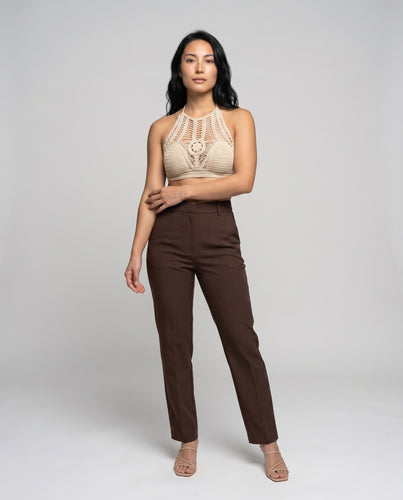 Damen gehäkeltes Bikinioberteil mit verstellbaren Trägern und femininen Details EB