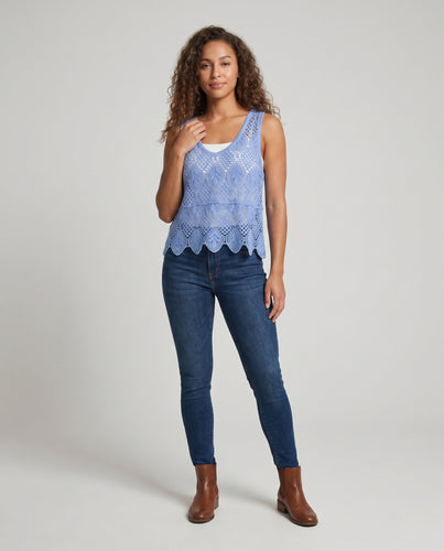 Damen gehäkeltes Strandoberteil mit floralem Design und verspieltem Ausschnitt EB