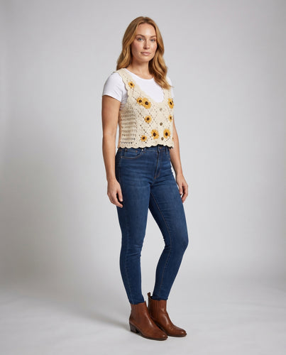 Damen Häkel-Crop-Top mit feinen Details EB