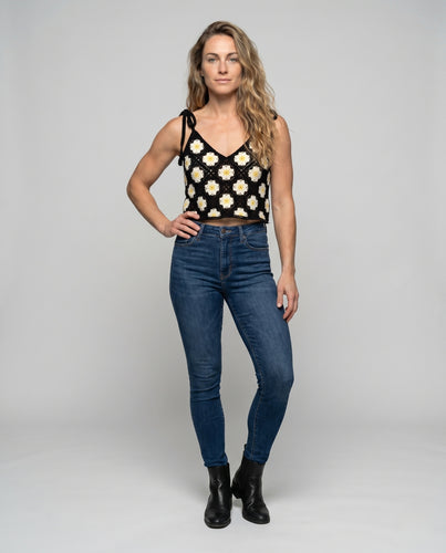Damen Häkel-Top mit floralen Applikationen EB