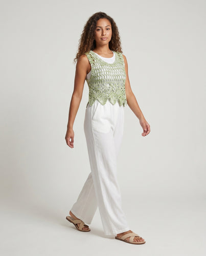 Damen Häkelcropped Top mit floralem Design EB