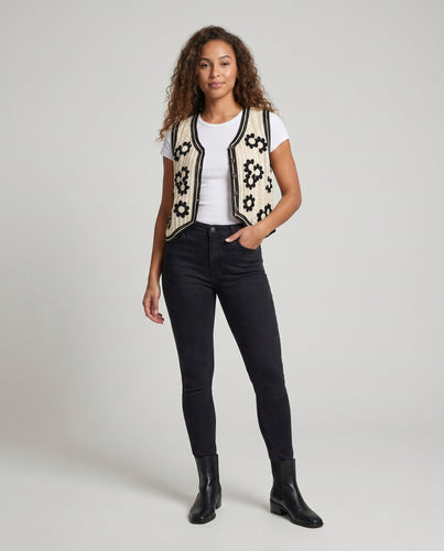 Damen Häkelgilet mit floralen Applikationen EB