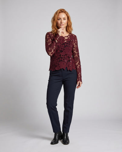 Damen Häkeloberteil mit floralem Design und transparenten Ärmeln EB