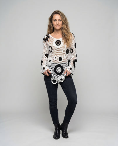 Damen Häkeloberteil mit floralem Netzdesign EB