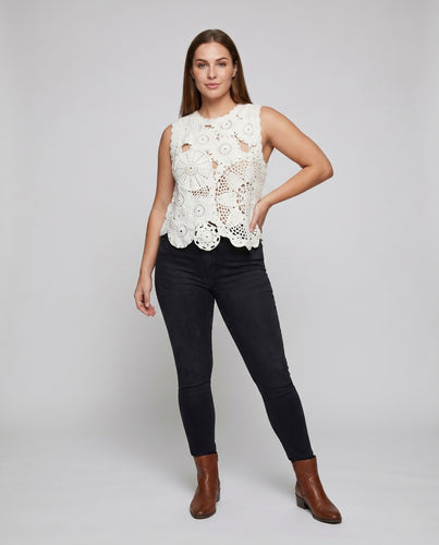 Damen Häkeloberteil mit floralen Motiven EB
