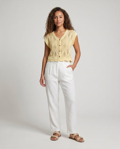 Damen Häkeloberteil mit V-Ausschnitt und elegantem Detail EB