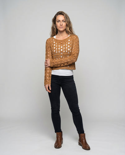 Damen Häkelpullover mit offenen Maschen EB