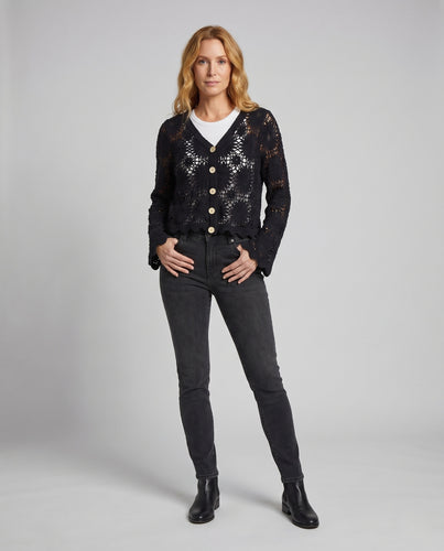 Damen Häkelshirt mit floralen Applikationen EB