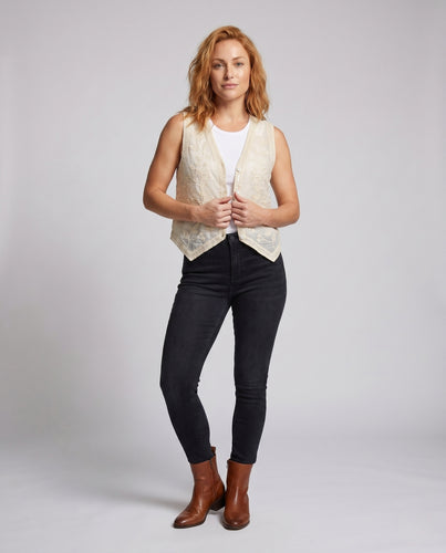Damen Häkelweste mit Blumenmuster EB
