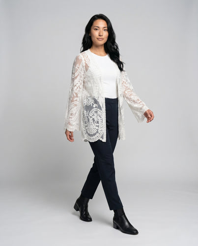 Damen luftige Häkeljacke mit floralen Mustern EB