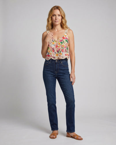 Damen luftiges floral gemustertes Crop-Top EB