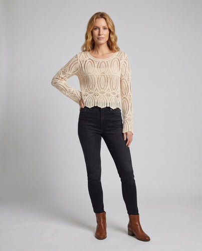 Damen luftiges, gehäkeltes Oberteil mit elegantem Design EB