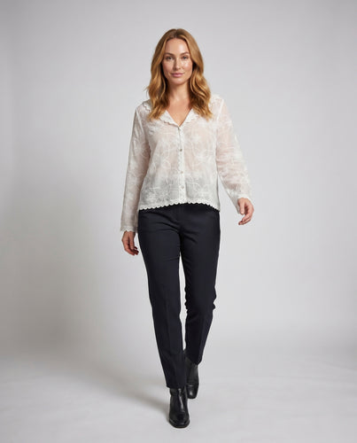 Damen Transparente Häkeljacke mit floralem Design EB