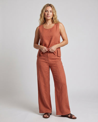 Damen Bequemes Leinen-Outfit mit weitem Schnitt EB