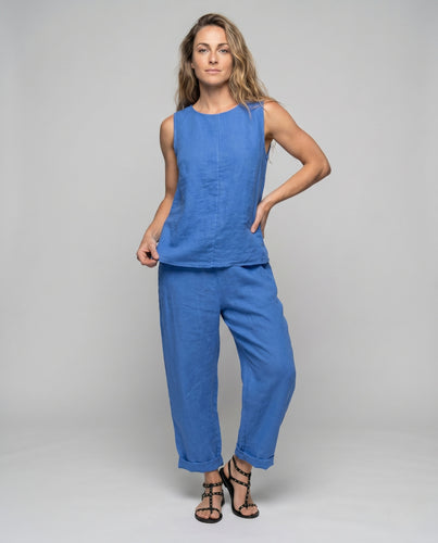 Damen Sommerliches Leinen-Set mit weitem Schnitt EB