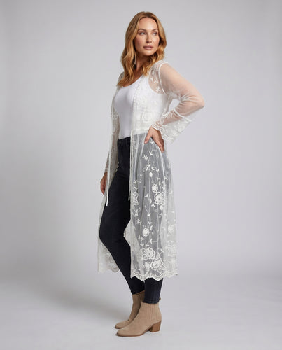 Damen Elegante Spitzentunika mit floralem Design EB