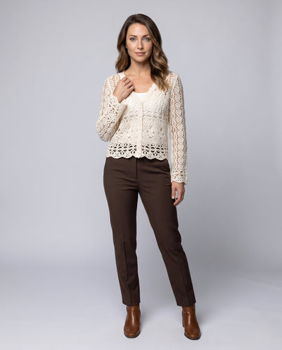 Damen gehäkelte Bluse mit floralen Motiven EB