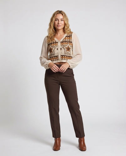 Damen gehäkelte Strickjacke mit Sternmotiv EB