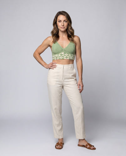 Damen gehäkeltes Bikini-Oberteil mit Blumenmuster und verstellbaren Trägern EB