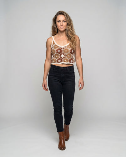 Damen gehäkeltes Bustier mit floralen Applikationen EB