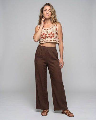 Damen Häkelcroptop mit floralen Elementen EB