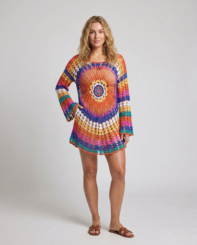 Damen Häkeloberteil mit buntem Mandala-Muster EB
