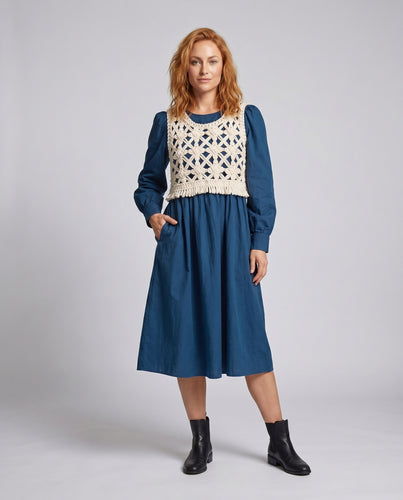 Damen Häkeloberteil mit fransigem Saum und geometrischem Muster EB