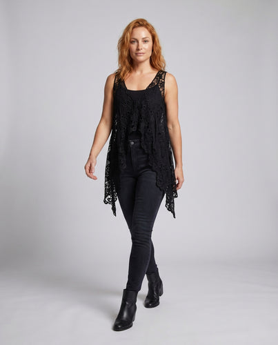Damen luftige Häkelbluse mit asymmetrischem Design EB