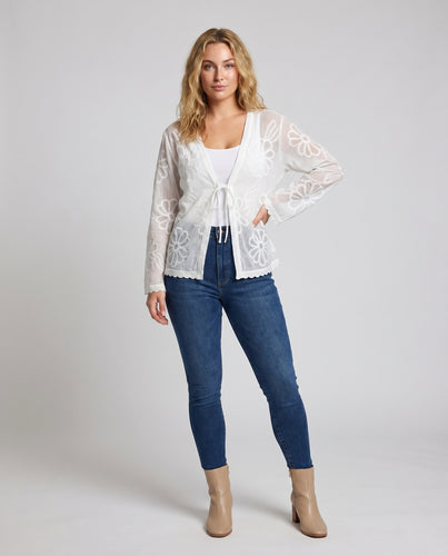 Damen luftiger Kaftan mit floralen Stickereien EB