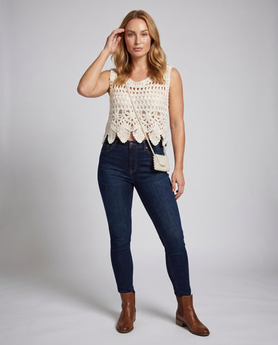 Damen luftiges Häkeloberteil mit floralem Design EB