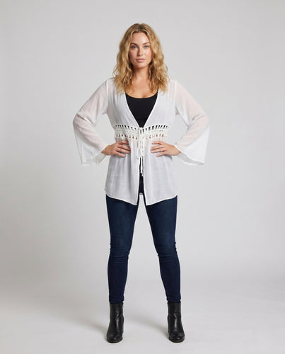 Damen Strandtunika mit durchbrochenem Design und weiten Ärmeln EB