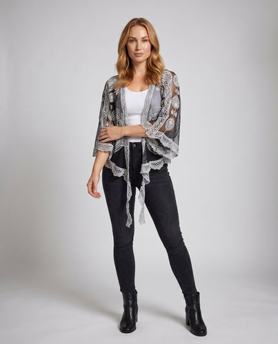 Damen transparente Häkel-Tunika mit eleganten Spitzenakzenten EB